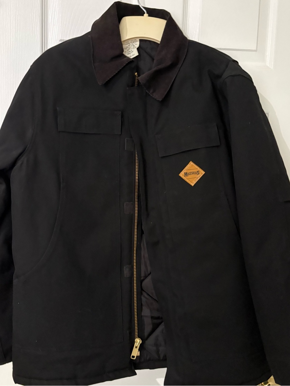Muleskins By Carhartt Jacket Mens Canvas Quilted Chore Barn 
Corduroy Collar